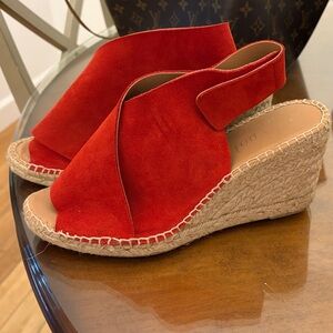 Chic Red Suede Espadrille Wedges